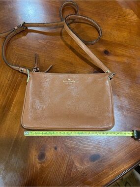 kate spade brown pebbled leather crossbody with gold logo